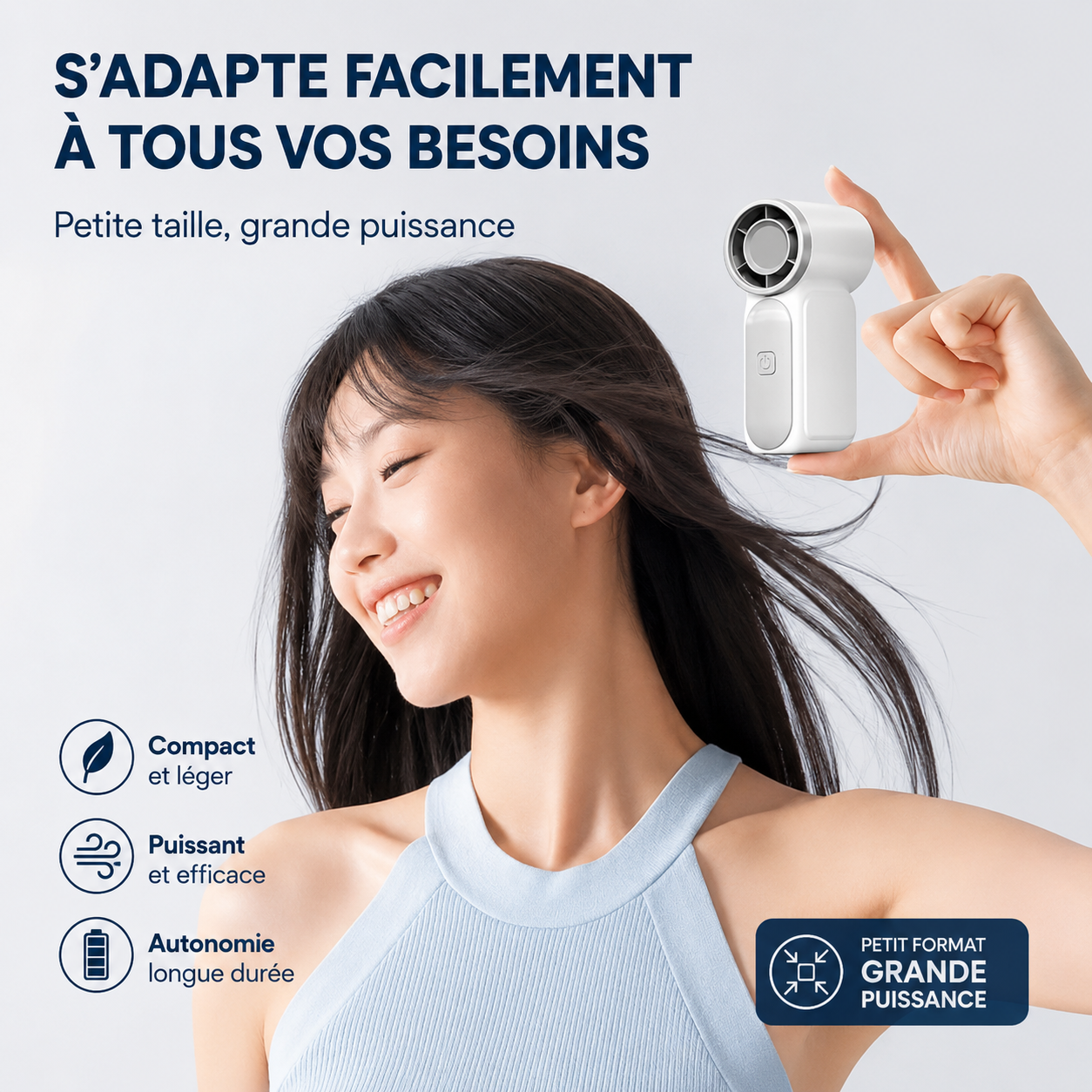 Mini-ventilateur, 5 vitesses réglables, rechargeables via port Type-C, affichage numérique, ventilateur de bureau, utilisation en extérieur